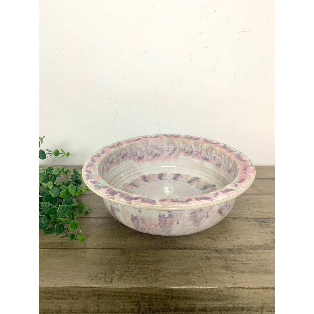 Vintage Artisan Handmade Large Centerpiece Stoneware Bowl